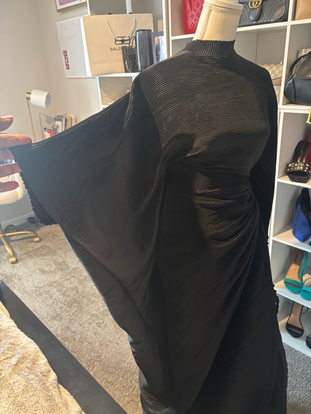 Elegant Black Draped Women’s Dress - Picture 7 of 12